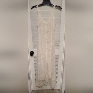 Abercrombie & Fitch Cream Lace Boho Button Down Maxi Dress